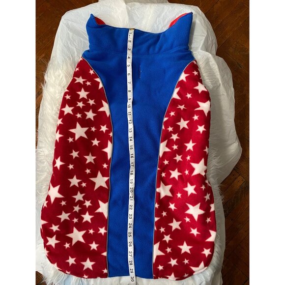 Reversible Dog Cold Weather Jacket 3XL Red & Blue Star Pattern Waterproof & Wind - Picture 3 of 11